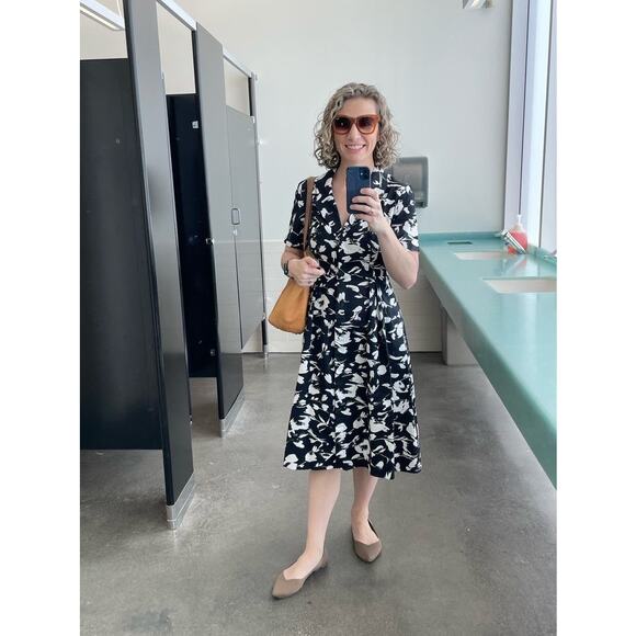 JASON WU Black White Brushstroke Floral 100% Cotton Button Placket Dress Size 2 - Picture 13 of 13